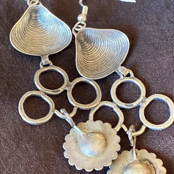 Sterling Turquoise Dangle Earrings - Picture 3 of 6